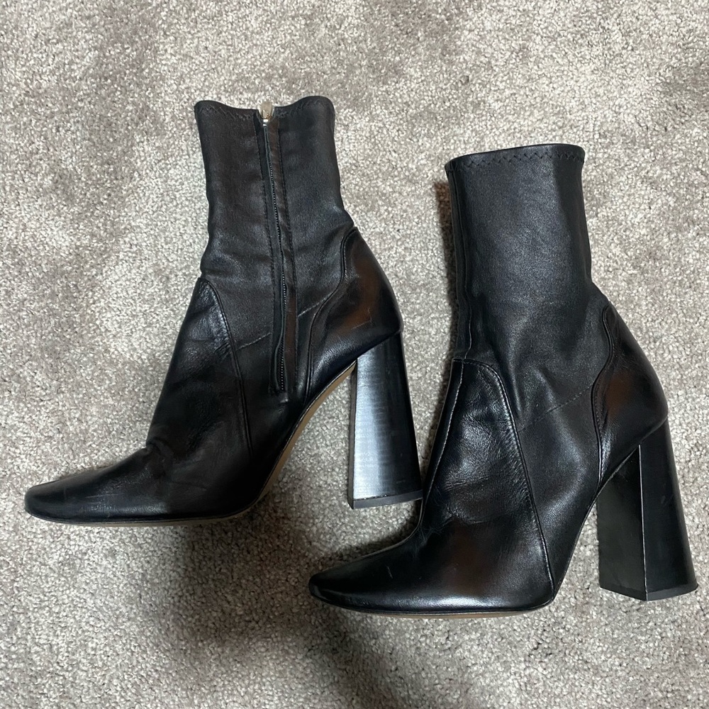 Zara genuine leather heeled boots